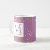 Lavendel Pink Gold Raindrop Modernes Trendmonogram Kaffeetasse (Vorderseite Links)