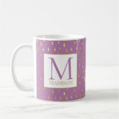 Lavendel Pink Gold Raindrop Modernes Trendmonogram Kaffeetasse (Links)