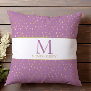 Lavendel Pink Gold Raindrop Modernes Trendmonogram Kissen