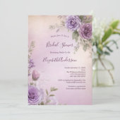 Lavendel Pink Lila florale Elegantes Brautparty Einladung (Stehend Vorderseite)