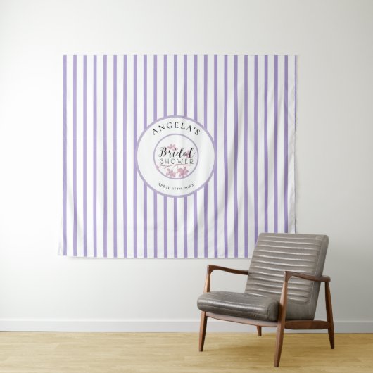 Lavendel Pink Lilac Stripes Brautparty Wandteppich (Beispiel (Horizontal))