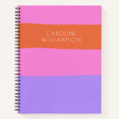 Lavendel Pink Orange Wide Stripes Personalisiert Notizblock (Vorderseite)
