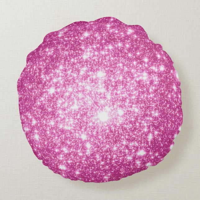 Lavendel Pink Stars Rundkissen Rundes Kissen (Rückseite)