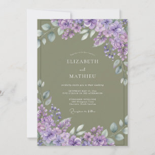 Lavendel-Pinselbrosche-Hochzeit Einladung