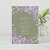 Lavendel-Pinselbrosche-Hochzeit Einladung (Stehend Vorderseite)