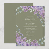 Lavendel-Pinselbrosche-Hochzeit Einladung (Vorne/Hinten)