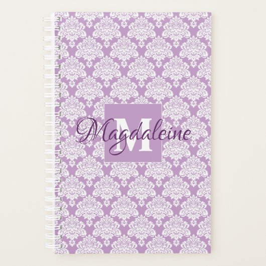 Lavendel-Planer mit Monogramm und Name Planer (Vorderseite)