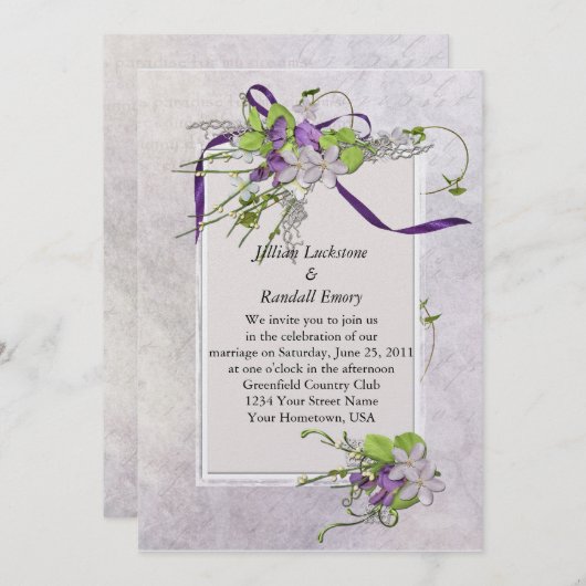 Lavendel-Platterbsen, die Einladung Wedding sind (Vorne/Hinten)