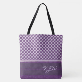 Lavendel Polka Dot auf Plum Monogramm Tasche