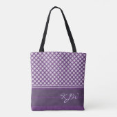 Lavendel Polka Dot auf Plum Monogramm Tasche (Rückseite)