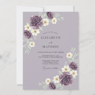 Lavendel Prächtige Florale Hochzeit Einladung