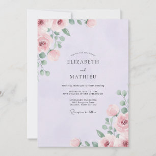 Lavendel Prächtige Rosenhochzeit Einladung