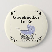 Lavendel Pram Großmutter's Baby Shower Button (Vorderseite)