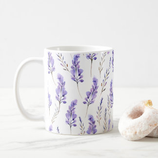 Lavendel Pressed Blume Wasserfarben Kaffeetasse