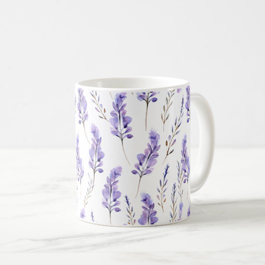 Lavendel Pressed Blume Wasserfarben Kaffeetasse (VorderseiteRechts)