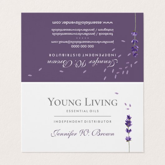 Lavendel Print Floral Essential Oils Visitenkarten (Außenseite Aufgefaltet)