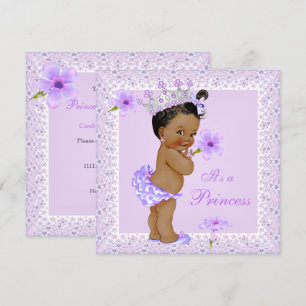 Lavendel-Prinzessin-Baby-Party African American Einladung