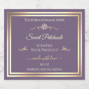 Lavendel Produktlabel Gold Frame und Vintage Rose Alkoholflaschenetikett