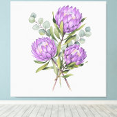 Lavendel-Protea-Botanik-Aquarell Leinwanddruck (Insitu (Holzboden))