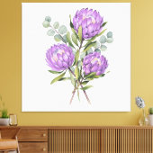 Lavendel-Protea-Botanik-Aquarell Leinwanddruck (Insitu (Wohnzimmer))