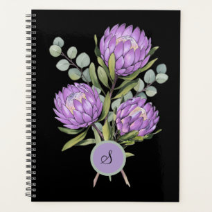 Lavendel-Protea-Botanik-Aquarell Planer
