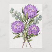 Lavendel-Protea-Botanik-Aquarell Postkarte (Vorderseite)