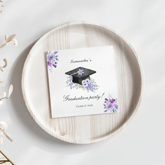 Lavendel Purpur Blumen Abschlussfeier Serviette