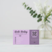 Lavendel-QR-Code-Monogramm Social Media Visitenkarte (Stehend Vorderseite)
