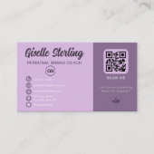 Lavendel-QR-Code-Monogramm Social Media Visitenkarte (Vorderseite)