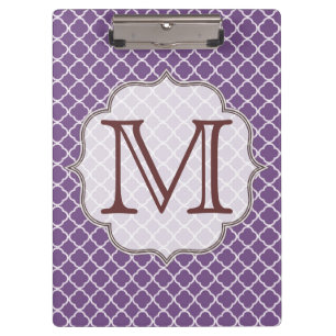 Lavendel Quarterfolie Latti Monogramm Clip-Board Klemmbrett