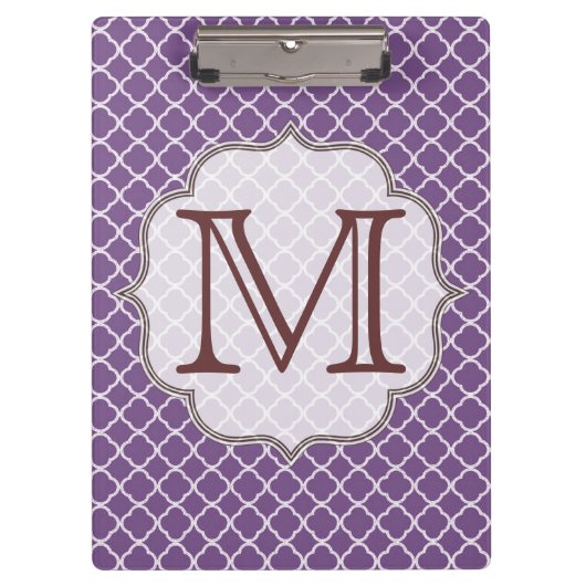 Lavendel Quarterfolie Latti Monogramm Clip-Board Klemmbrett (Vorderseite)