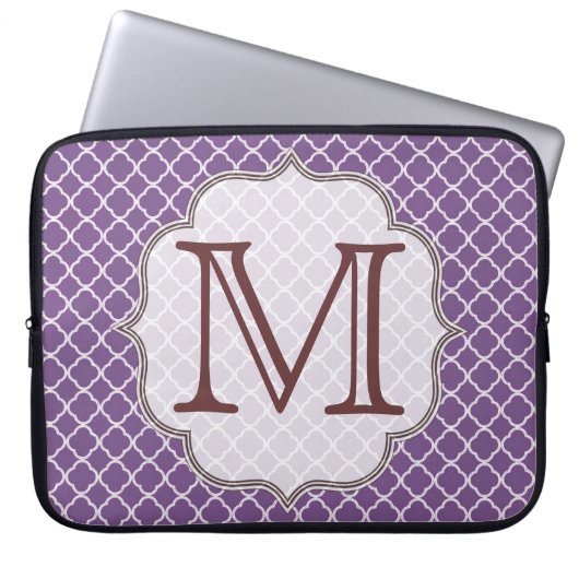 Lavendel Quarterfolienmonogramm 15" Notebook-Gehäu Laptopschutzhülle (Vorderseite)