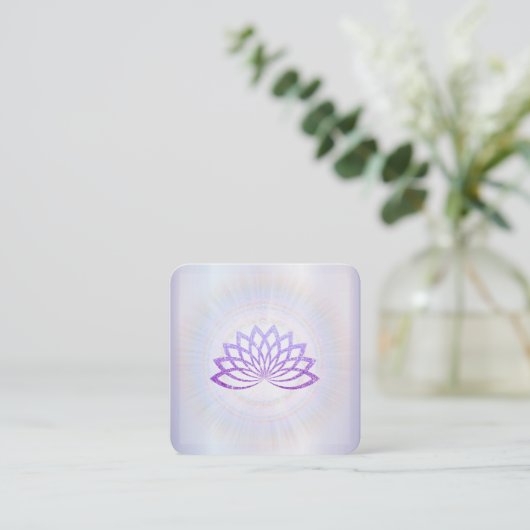 *~* Lavendel Rays Reiki Energy Healing Lotus Quadratische Visitenkarte (Stehend Vorderseite)