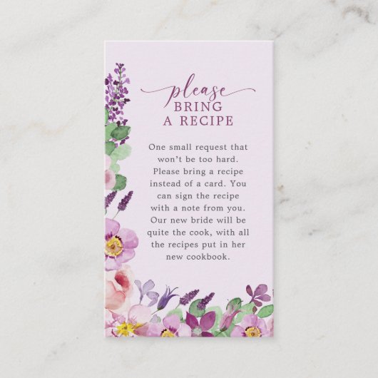 Lavendel Reecipe Bridal Card Begleitkarte (Vorderseite)