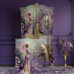 Lavendel-Romantik Vintage-Fantasie-Porträtkunst Seidenpapier