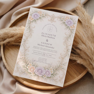 Lavendel-Rosa Barock-Garten-Hochzeit Einladung