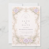 Lavendel-Rosa Barock-Garten-Hochzeit Save The Date (Vorderseite)