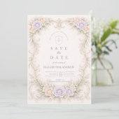 Lavendel-Rosa Barock-Garten-Hochzeit Save The Date (Stehend Vorderseite)