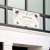 Lavendel Rosa Blume Taufe Begrüßungszeichen Banner (Äußeres Gebäude)