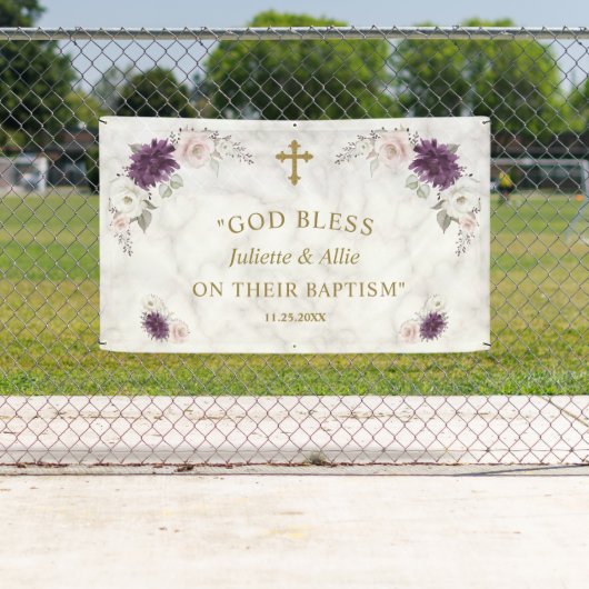 Lavendel Rosa Blume Taufe Begrüßungszeichen Banner (Insitu)