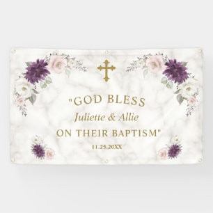 Lavendel Rosa Blume Taufe Begrüßungszeichen Banner