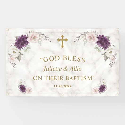 Lavendel Rosa Blume Taufe Begrüßungszeichen Banner (Horizontal)