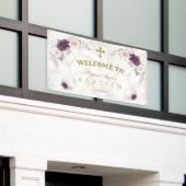 Lavendel Rosa Blume Taufe Begrüßungszeichen Banner (Äußeres Gebäude)