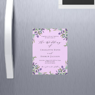 Lavendel Rosa Blumengrün Luxushochzeit Magneteinladung