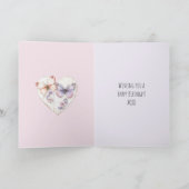 Lavendel Rosa Blumiges Herz Schmetterlinge Geburts Karte (Innenseite)