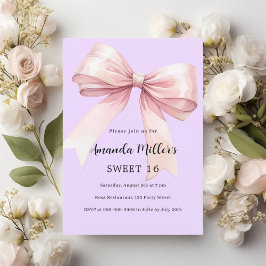 Lavendel rosa Bogen elegant Sweet 16 Einladung