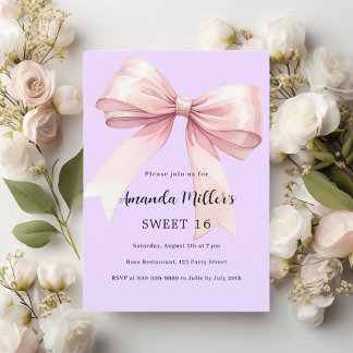Lavendel rosa Bogen elegant Sweet 16 Einladung