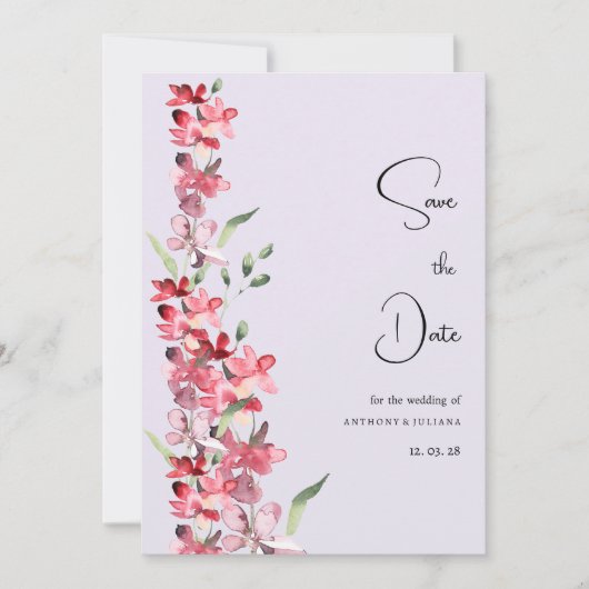 Lavendel rosa bordeauxfarbene Pfefferminze Save th Einladung (Vorderseite)