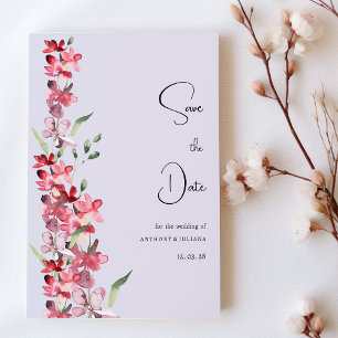 Lavendel rosa bordeauxfarbene Pfefferminze Save th Einladung