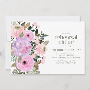 Lavendel Rosa Floral Aquarell Probedinner Einladung